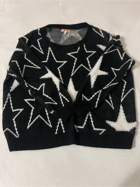 36 Point 5 Black and White Star Crewneck Sweater
